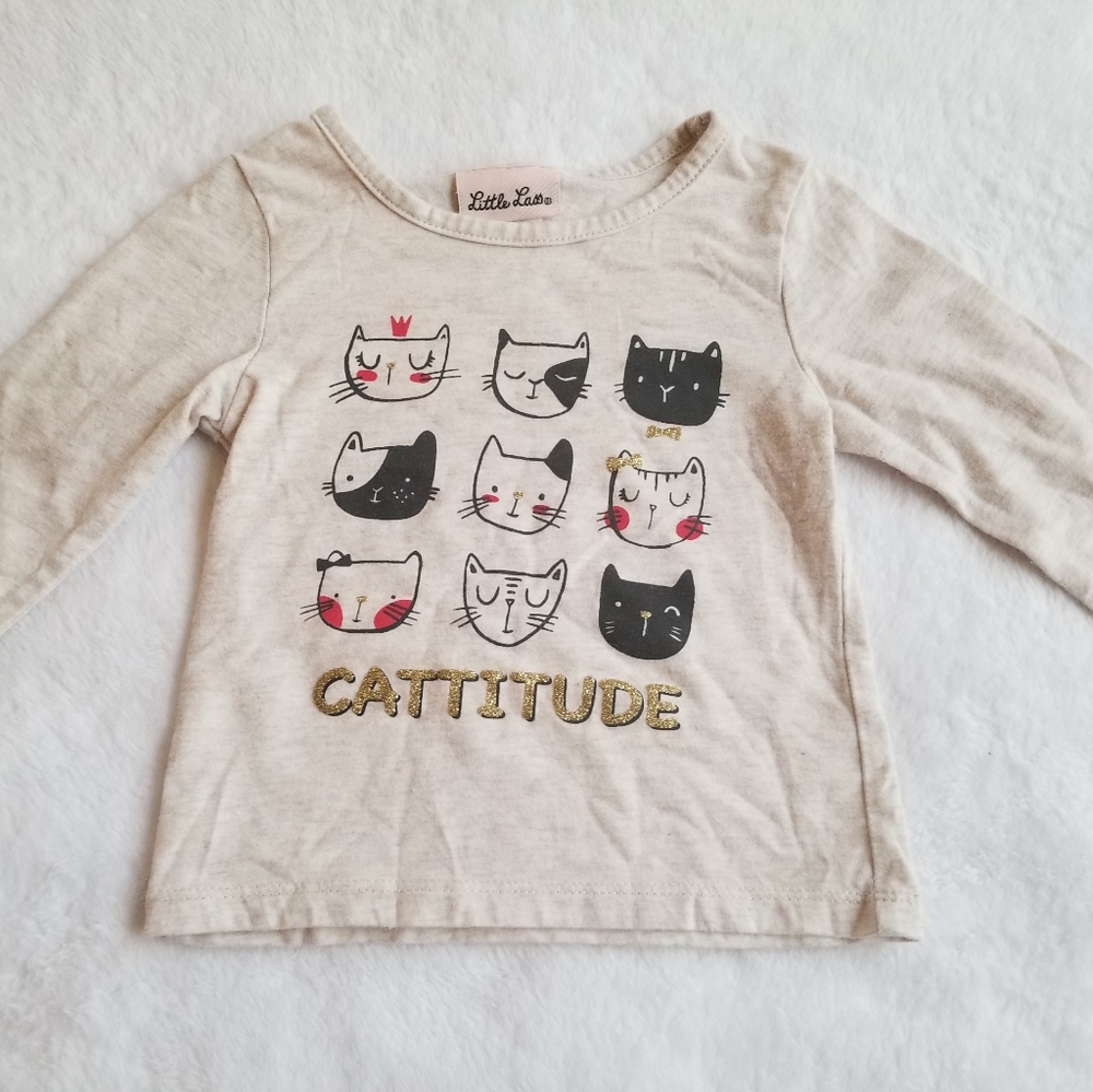 Little Lass Cat Long Sleeve Shirt for Girls